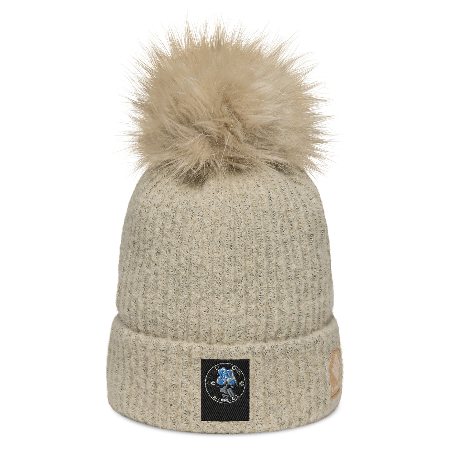 Columbia pom-pom beanie with Oddly Cool Apparel logo