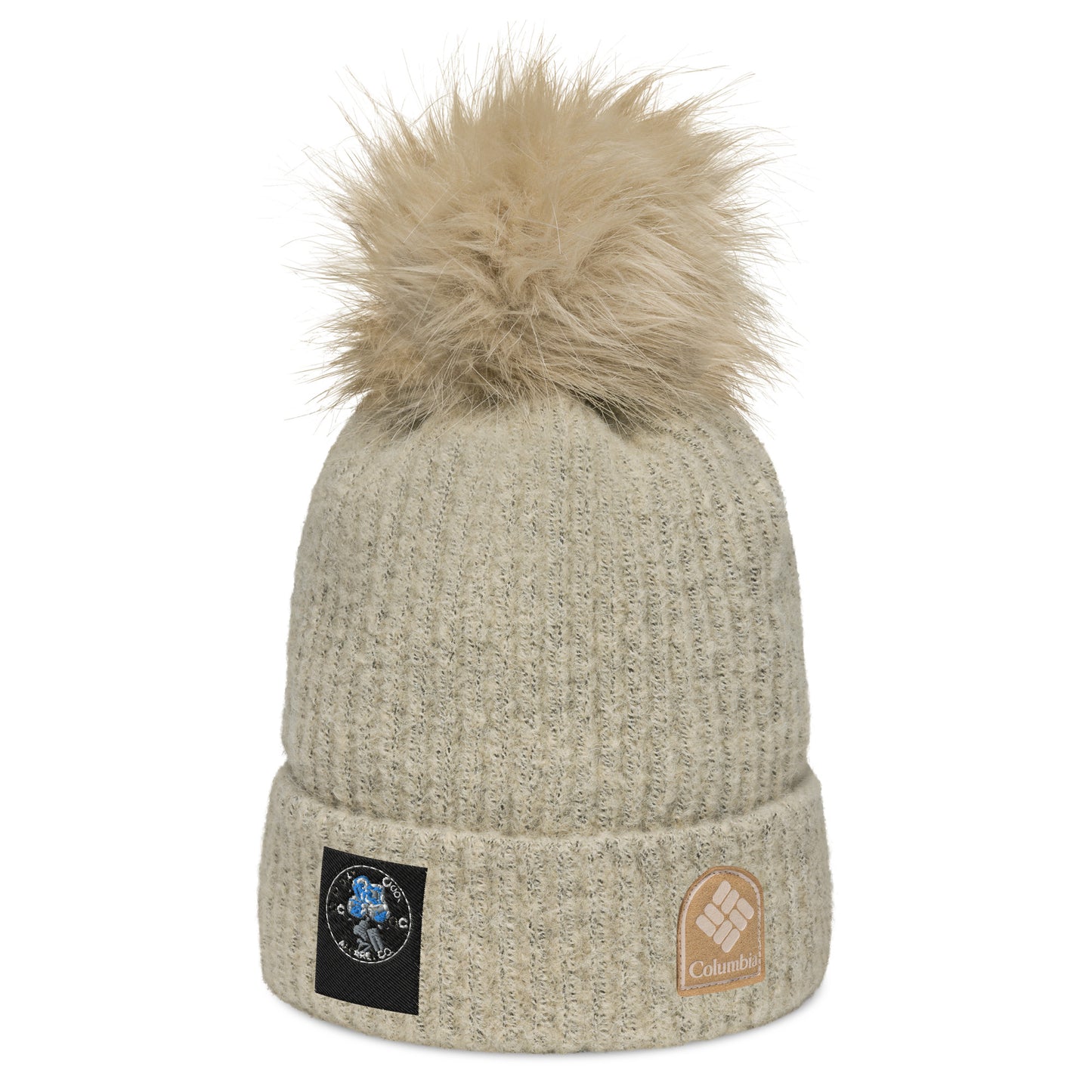 Columbia pom-pom beanie with Oddly Cool Apparel logo